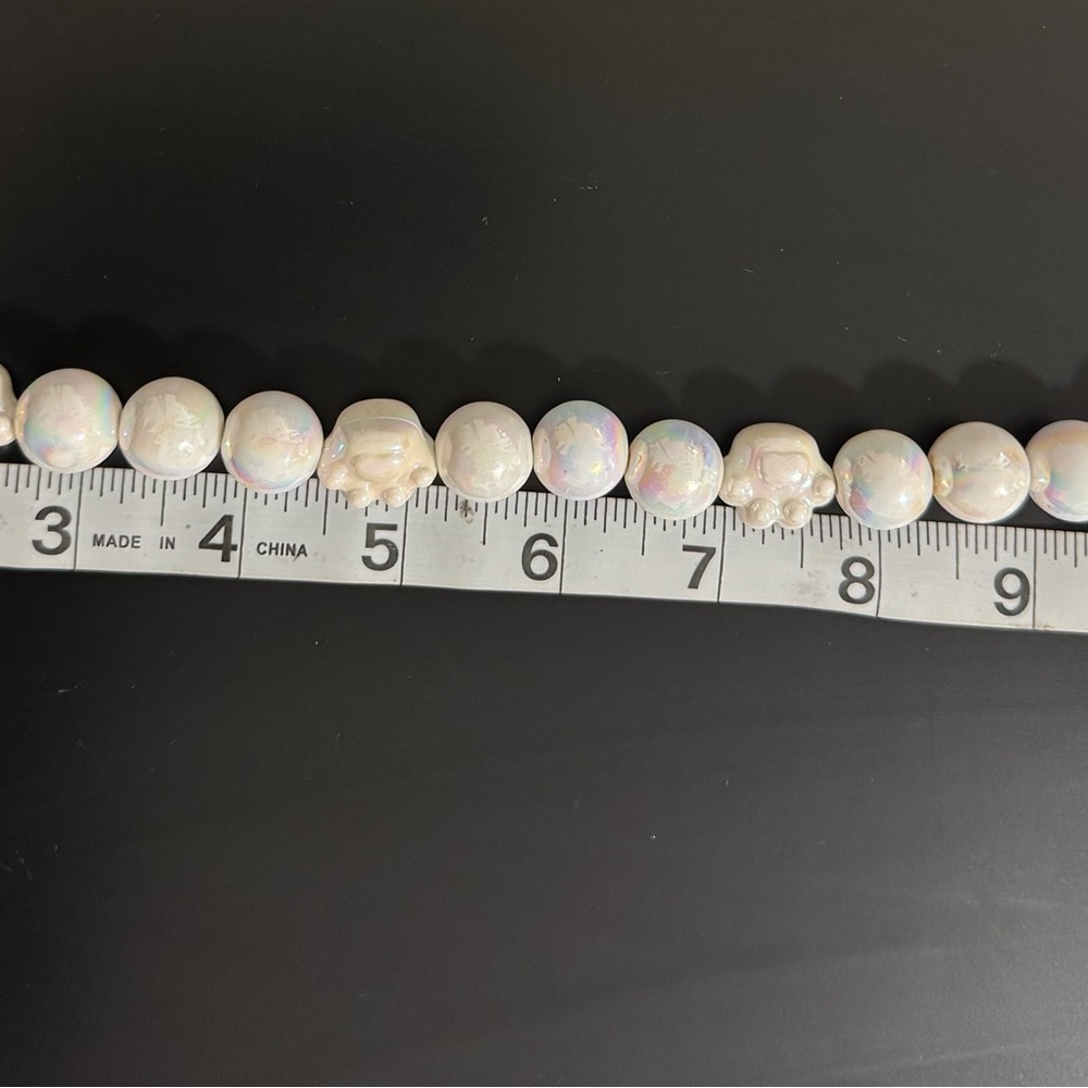 Iridescent Beaded Keychain Bracelet|Chunky Pearls wristlet| Cute Wrist strap - Picture 4 of 4